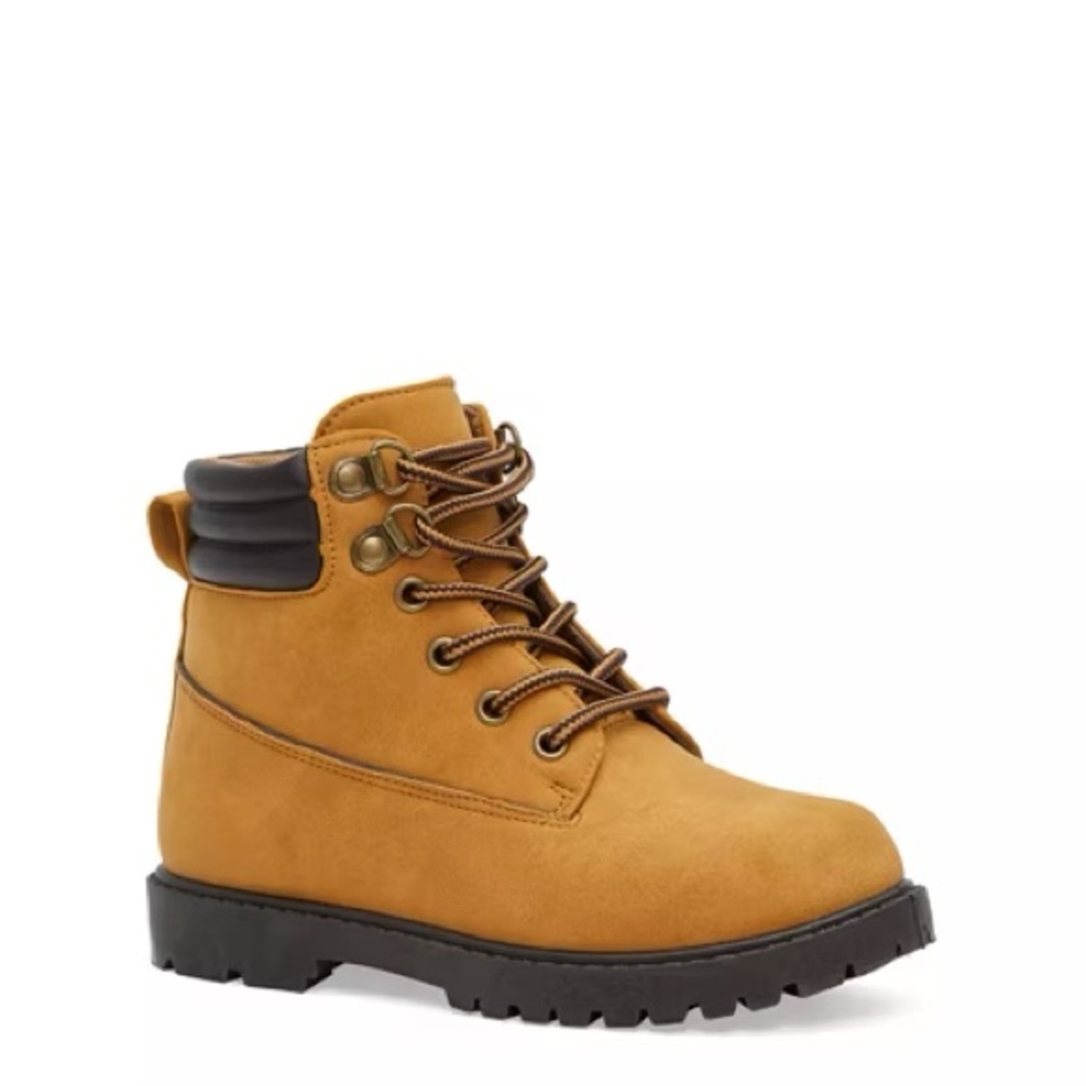 Fabkids Lumber Boots Tan Lace-Up Kids Work Lug Boot Girls Size 1